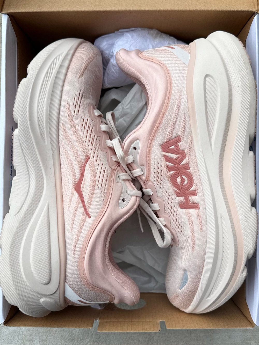 HOKA Bondi 9 Women’s Rose Latte Athletic Running Shoes
